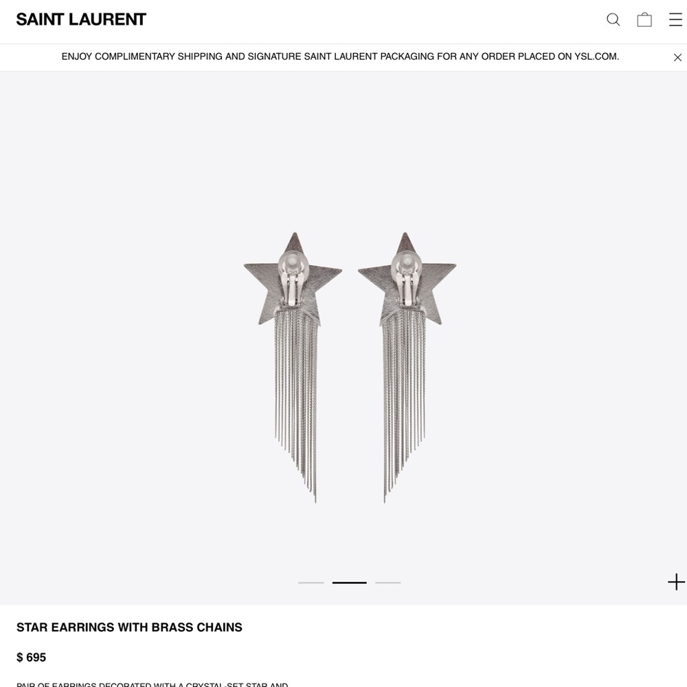 Saint Laurent STAR EARRINGS WITH BRASS CHAINS